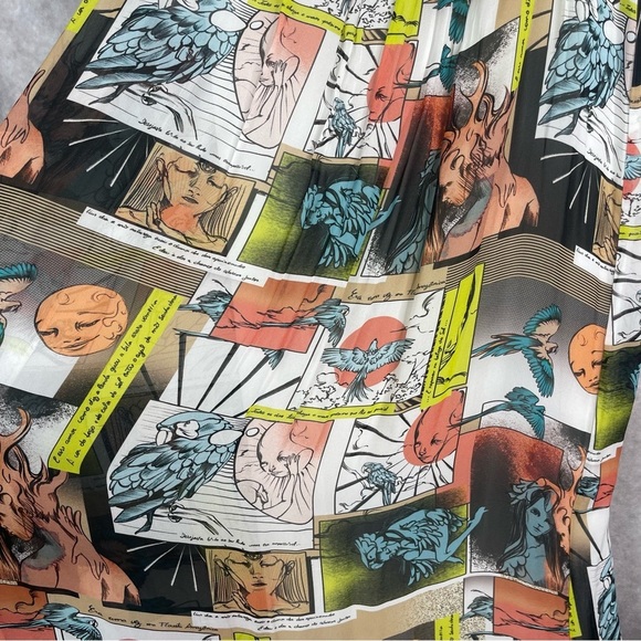 Animale Brazil Comic Print Cartoon Chiffon Maxi Dress In White Size 36 XS - Picture 5 of 8